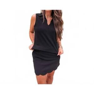 NEW JESS LEA chic textured collared skort set in black
